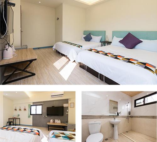 Η κουζίνα ή μικρή κουζίνα στο 羅東夜市舒果ShuGo B&B 近清溝夜市 國旅卡特約店 配合手作早餐店及租車行