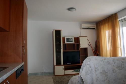 een woonkamer met een tv en een slaapkamer bij Apartment Miro in Tar