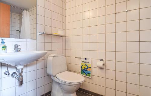 ein Bad mit einem WC und einem Waschbecken in der Unterkunft Lovely Apartment In Lemvig With Kitchen in Lemvig