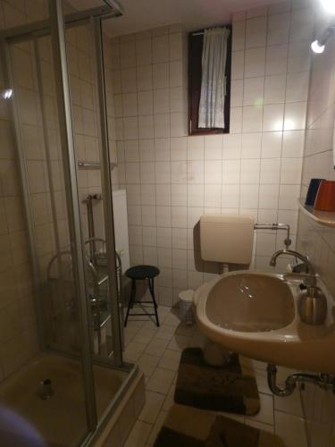 A bathroom at Pension Haus Ludwig