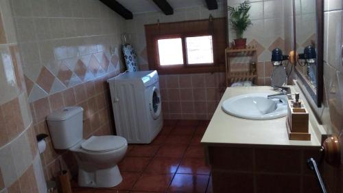 une salle de bain avec toilettes et lavabo dans l'établissement Casa rural Alojamiento Garganton, à Cabrita