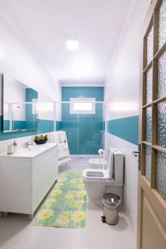 a bathroom with a toilet and a sink at Atlantico Apartments in Ribeira Grande