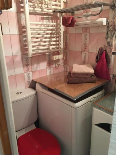 une petite salle de bain avec toilettes et lavabo dans l'établissement Petit appartement au cœur de PARIS, à Paris