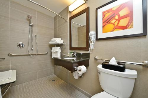 a bathroom with a toilet and a sink at Holiday Inn Lower East Side by IHG in New York
