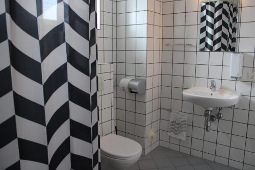 a bathroom with a toilet and a sink at Danhostel Herning in Herning