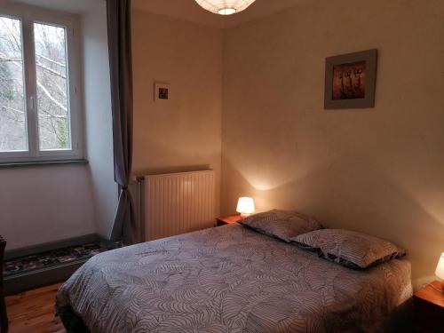 a bedroom with a bed and a window at Domaine de Salomony in Marcols-les-Eaux