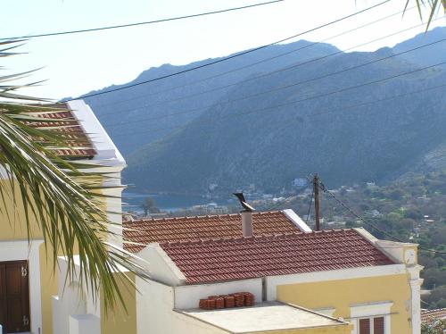 a house with a view of a mountain at EVANNA HOUSE in Symi
