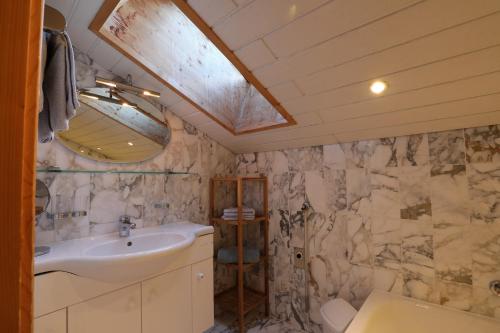 a bathroom with a sink and a toilet at Kasperbauer in Kirchberg in Tirol