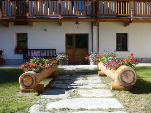 a house with some flowers in front of it at Drésalwoald in Gressoney-Saint-Jean