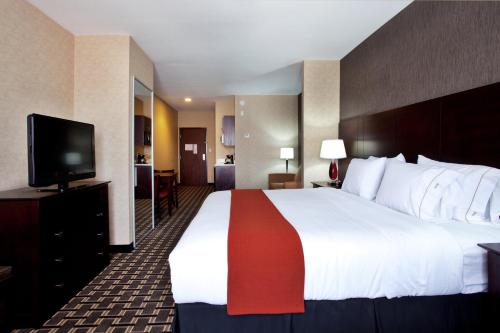 pokój hotelowy z dużym łóżkiem i telewizorem z płaskim ekranem w obiekcie Holiday Inn Express Amite, an IHG Hotel w mieście Amite