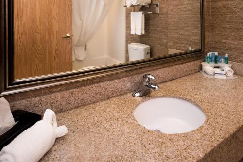 a bathroom counter with a sink and a mirror at Holiday Inn Express & Suites Bucyrus by IHG in Bucyrus