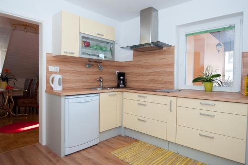 Kuchyň nebo kuchyňský kout v ubytování Apartments Mencinger