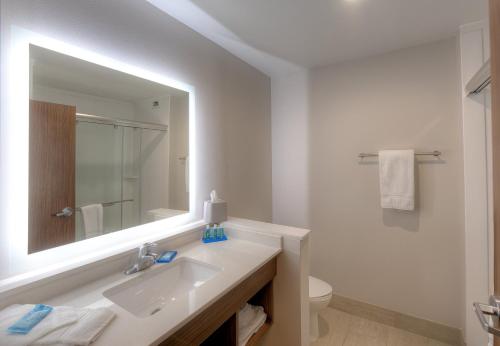 a white bathroom with a sink and a mirror at Holiday Inn Express & Suites - Fort Mill by IHG in Fort Mill