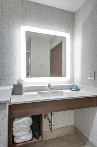 a bathroom with a sink and a mirror at Holiday Inn Express & Suites Dallas North - Addison by IHG in Addison