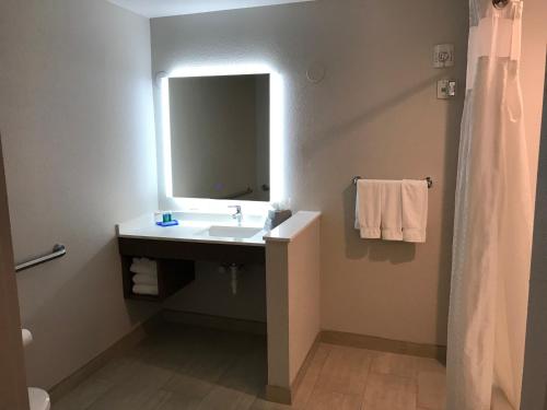 a bathroom with a sink and a mirror at Holiday Inn Express Orlando - South Davenport by IHG in Davenport