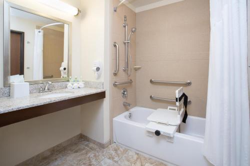a bathroom with a tub and a sink and a shower at Holiday Inn Express & Suites Glendive by IHG in Glendive
