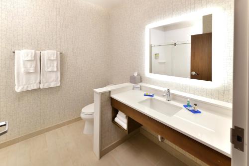 a bathroom with a sink and a toilet and a mirror at Holiday Inn Express & Suites - Millersburg, an IHG Hotel in Millersburg