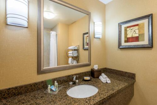 een badkamer met een wastafel en een spiegel bij Holiday Inn Hotel & Suites Grand Junction-Airport, an IHG Hotel in Grand Junction