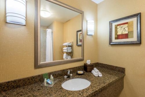 a bathroom with a sink and a mirror at Holiday Inn Hotel & Suites Grand Junction-Airport by IHG in Grand Junction