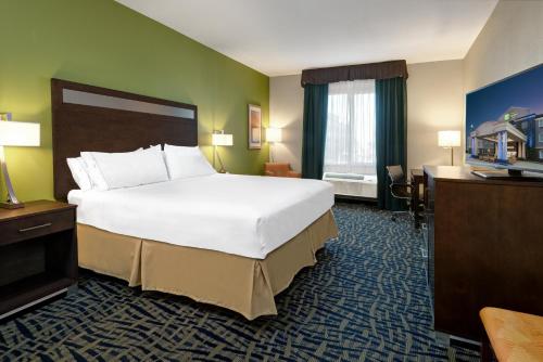 a hotel room with a large bed and a desk at Holiday Inn Express Hotel and Suites Monahans I-20 by IHG in Monahans