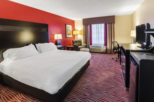 a hotel room with a large bed and a television at Holiday Inn Express Hotel & Suites Vinita by IHG in Vinita