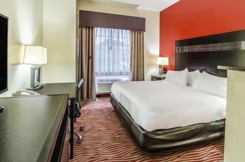 una camera d'albergo con un grande letto e una TV di Holiday Inn Express Hotel & Suites Vinita, an IHG Hotel a Vinita