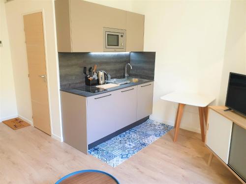 una piccola cucina con lavandino e tavolo di STUDIO HYPERCENTRE-101 a Nizza
