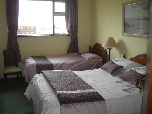 a hotel room with two beds and a window at Springlawn in Clarinbridge