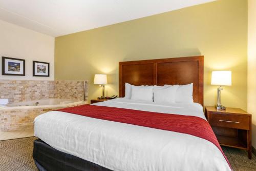 a hotel room with a bed and a bath tub at Comfort Inn Chattanooga Downtown Southside in Chattanooga
