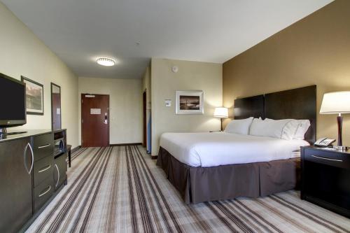a hotel room with a large bed and a television at Holiday Inn Express Natchez South West by IHG in Natchez