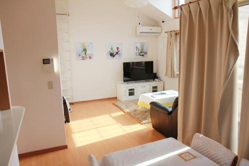 a living room with a couch and a television at 近辺天然温泉5Ldkまるまる貸切日暮里駅まで直通 in Soka