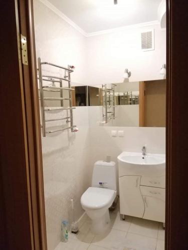 a bathroom with a toilet and a sink at Вишенка in Vinnytsya