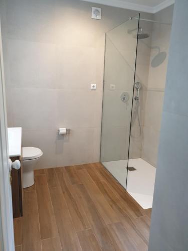 un baño con ducha y WC en Vila Joaninha, en Santo da Serra