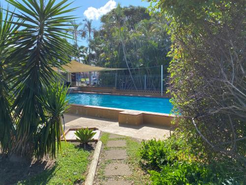 a swimming pool in the middle of a yard at Bundaberg Park Village in Bundaberg