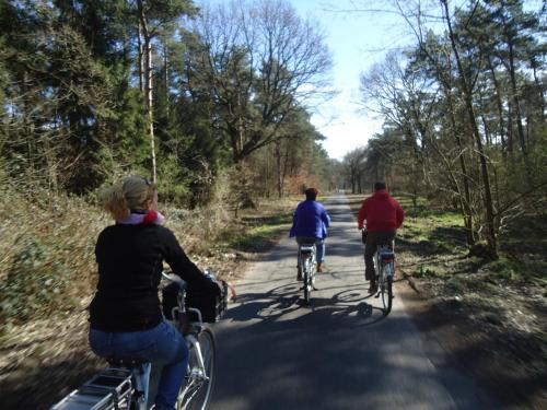 a group of people riding bikes down a road at Gastenverblijf Aan de Bagijnstraat in Heumen