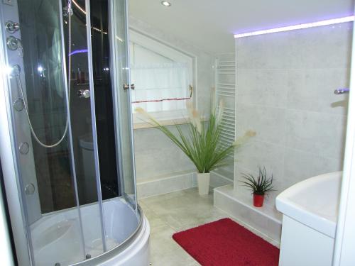 Kúpeľňa v ubytovaní Kaliny Apartamenty wanny z hydromasażem