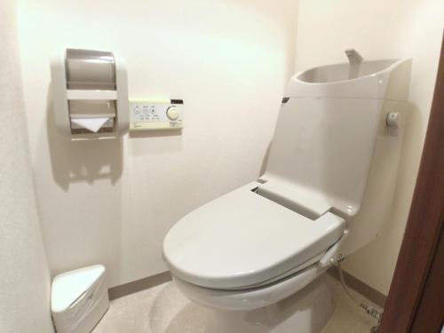 a bathroom with a white toilet in a stall at Hiroshima Town Hotel in Hiroshima