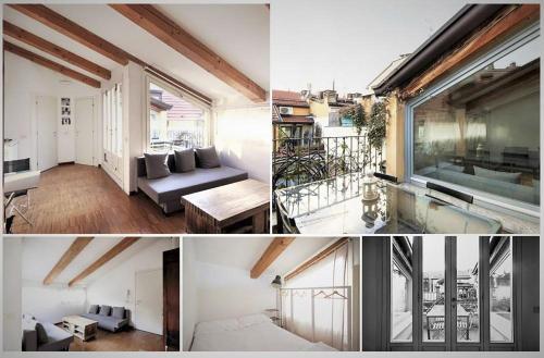 un collage de fotos de una sala de estar y un balcón en dHomes Apart Hotel, en Milán