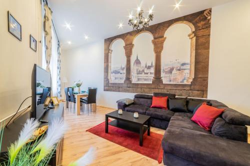 Coin salon dans l'établissement Real Apartments Anker