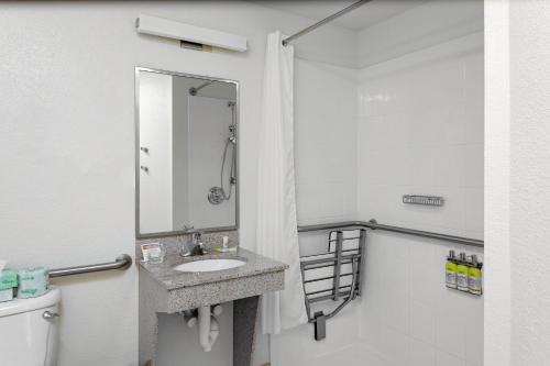 a bathroom with a sink and a mirror at Candlewood Suites Warner Robins, an IHG Hotel in Warner Robins
