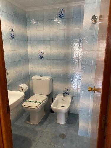 ein Bad mit einem WC und einem Waschbecken in der Unterkunft Apartamentos Florazar II Ajhory in Cullera