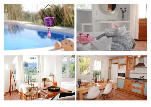 Un collage de fotografías de una cocina y una sala de estar. en Villa Samar Altea Grupo Terra de Mar, alojamientos con encanto, en Altea