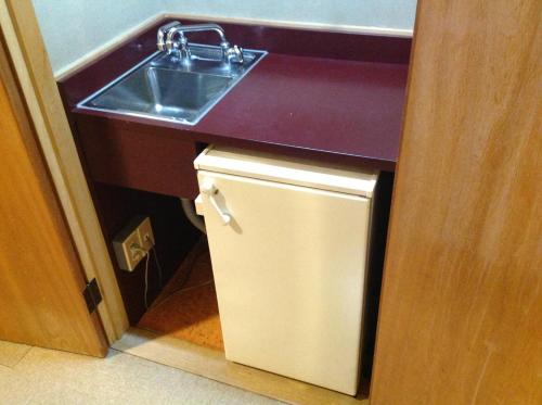 a kitchen with a sink and a small refrigerator at Chikurinin Gunpoen in Yoshino