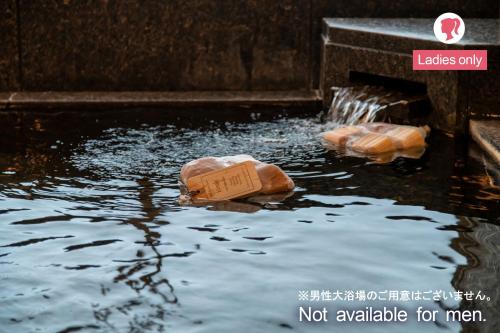 two hot dogs are sitting in the water at Kyoto Yamashina Hotel Sanraku in Kyoto