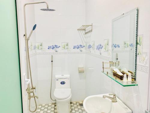 a bathroom with a toilet and a sink at Mekong Rose Hotel in Can Tho