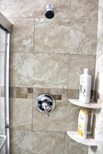 a bathroom with a shower stall with a shower at CYC Eclectic Escape in San Antonio