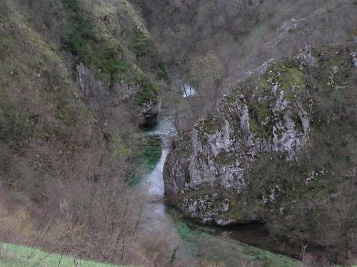 an aerial view of a river flowing through a mountain at Studio Apartment Karlo in Drežnik Grad