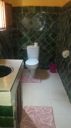 a bathroom with a toilet and a sink in it at Mhamid Auberge Saharaespace in Mhamid
