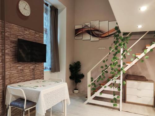 Televízia a/alebo spoločenská miestnosť v ubytovaní Apartment in downtown BUDAPEST