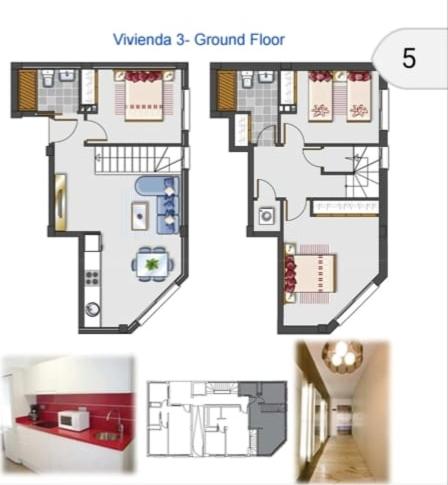 two pictures of a floor plan of a house at Apartamento Bajo 3 Dúplex Marjal playa centro de Guardamar in Guardamar del Segura